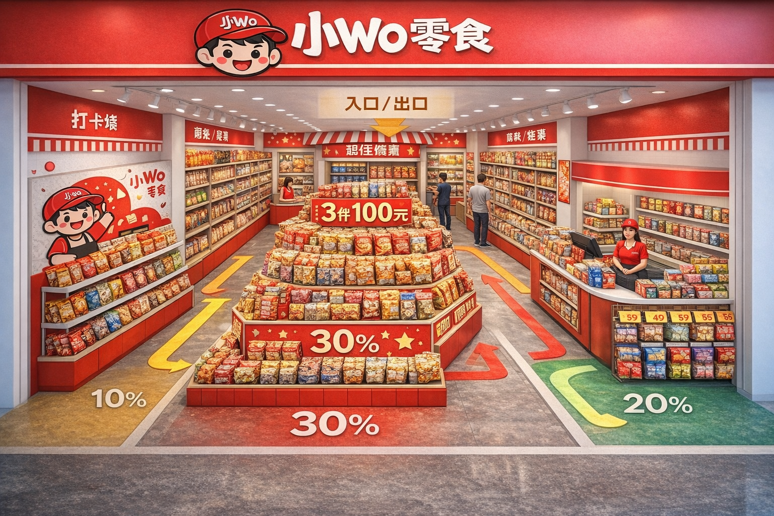 小Wo零食右側收銀與動線規劃